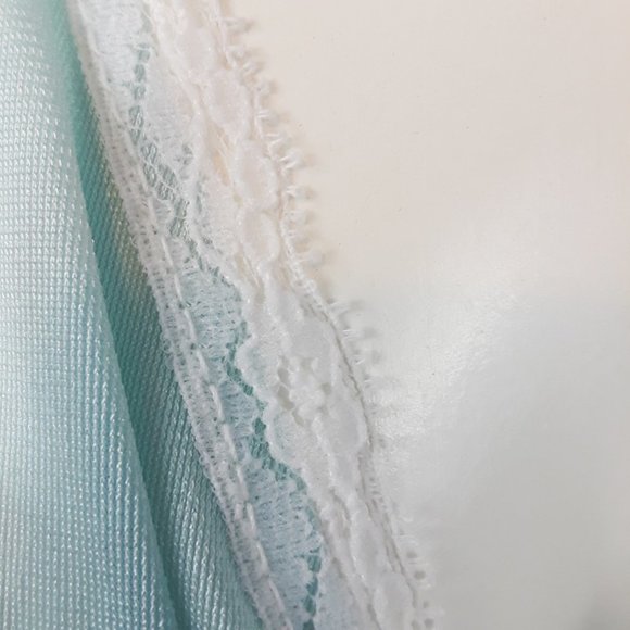 Vintage Aqua Blue Sleeveless Keyhole Nylon Nightgown L - Picture 5 of 7